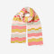 folded checkerboard scarf in pink, green, white and blue tones