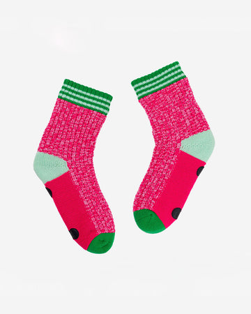 pink and and green colorblock varsity house socks
