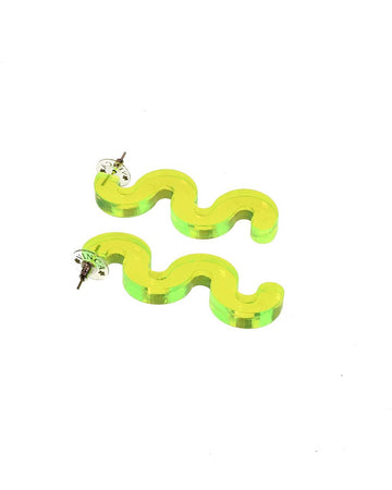 green acrylic squiggle earrings