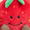 up close of smiley strawberry warmies heating plush