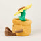 side view of smiley potted sunflower warmies heating plush