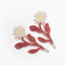 white and maroon marguerite daisy flower barrette set of 2