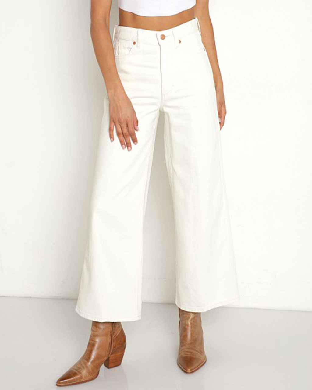 Worldwide High Rise Crop Jeans - Vintage White – ban.do