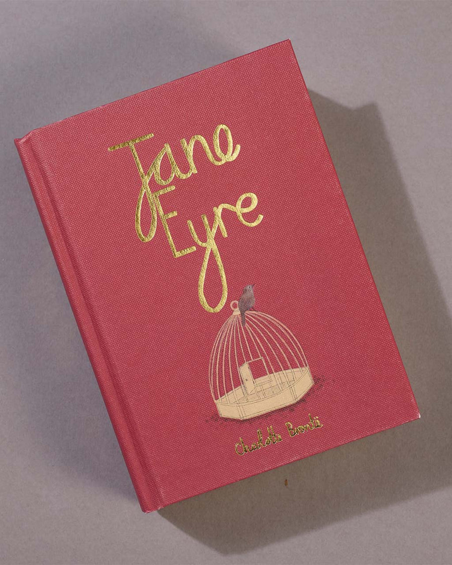 hardcover jane eyre book on a table