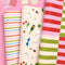 folded wrapping paper set with 16 double sided tags; 8 with stripes + 8 with all over icons