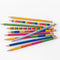 scattered set of colorful pre-sharpened wood pencils with various book compliments on them