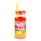 glass 20 oz tumbler with red lid, yellow straw, and rainbow ombre sleeve with white text 'make time to make magic' across the front