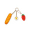 fidget keychain with bread de-stress ball, cheese spinner and strawberry pop-it