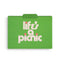 green file folder with 'life's a picnic' on the front