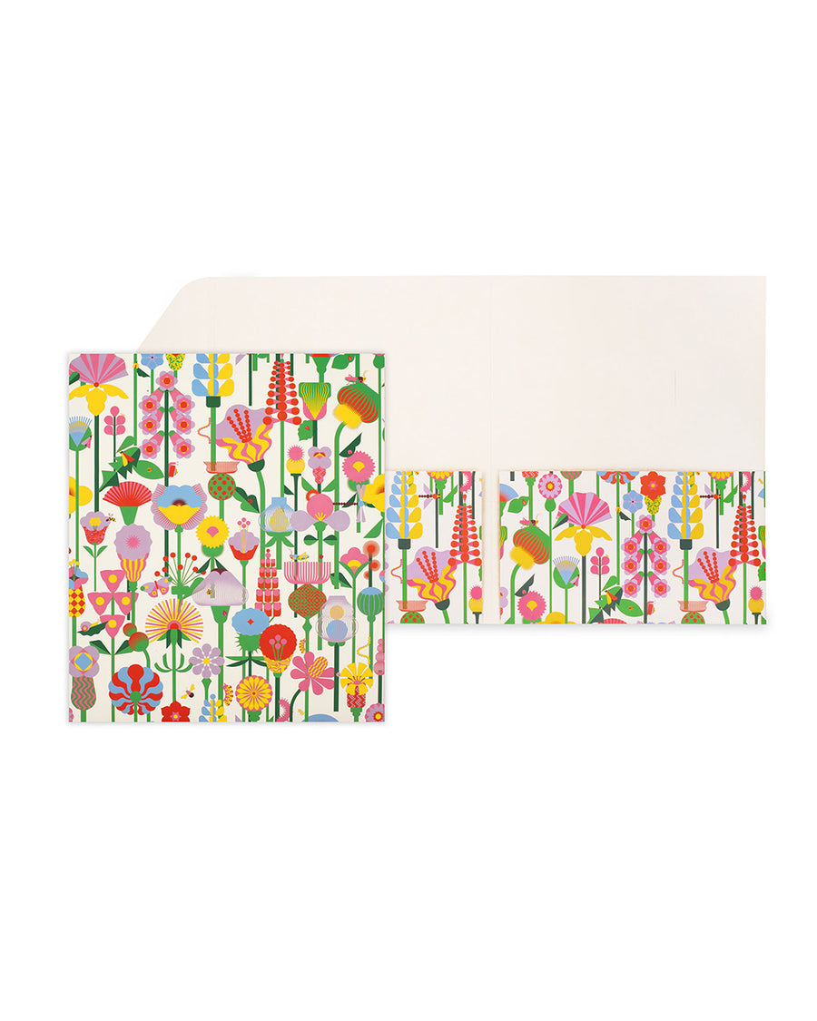 pocket folder with cream ground and abstract floral print