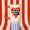 mega stainless steel tumbler with air sprayed 'having the most fun possible' across the front on red and white stripe background