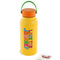 yellow 33 oz. stainless steel water bottle with colorful 'love the journey' across the front and comes with three stickers