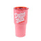 pink steel tumbler with pink lid and white 'doing my best' across the front