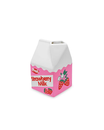 petite carton shaped strawberry milk vase