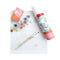 un-paint by numbers kit with oyster print, pots of paint and paintbrushes
