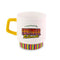 white retro diner mug with 'i survived the emotional rollercoaster' with rainbow stripe base and yellow handle