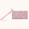 pink hello kitty pencil pouch with removable strap and all over hello kitty character and food print