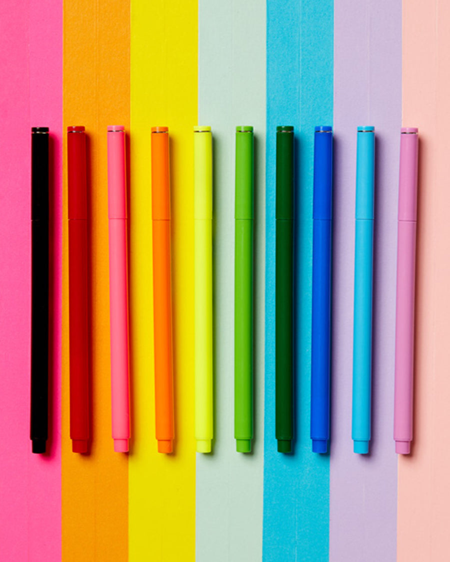 Ink colors match pen barrel.