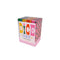 side view of dice game set with 4 sets of colorful dice