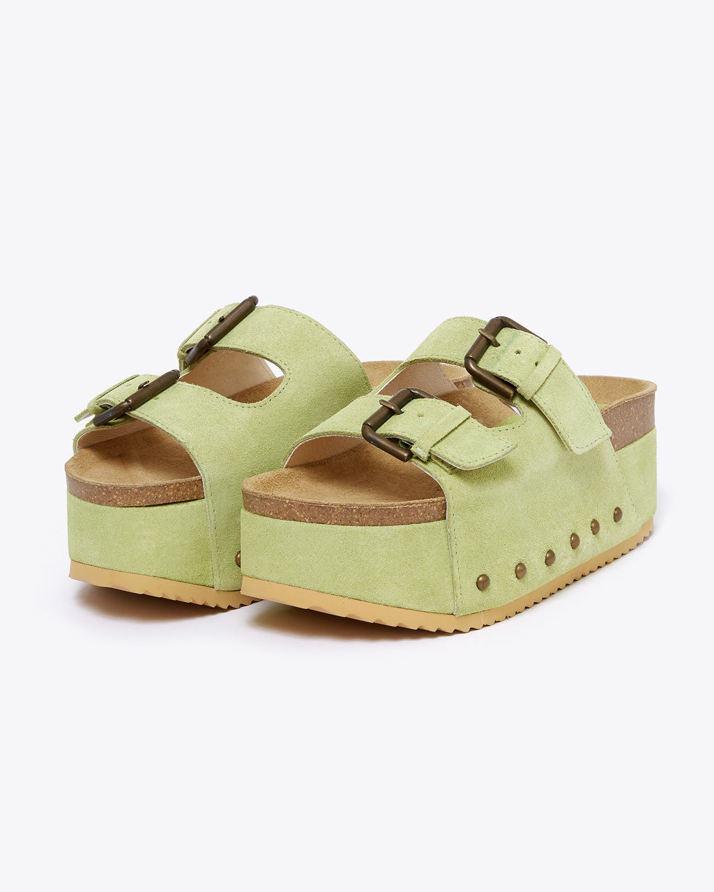 Cooper-2 Suede Platform Slide Pistachio – - Main Image