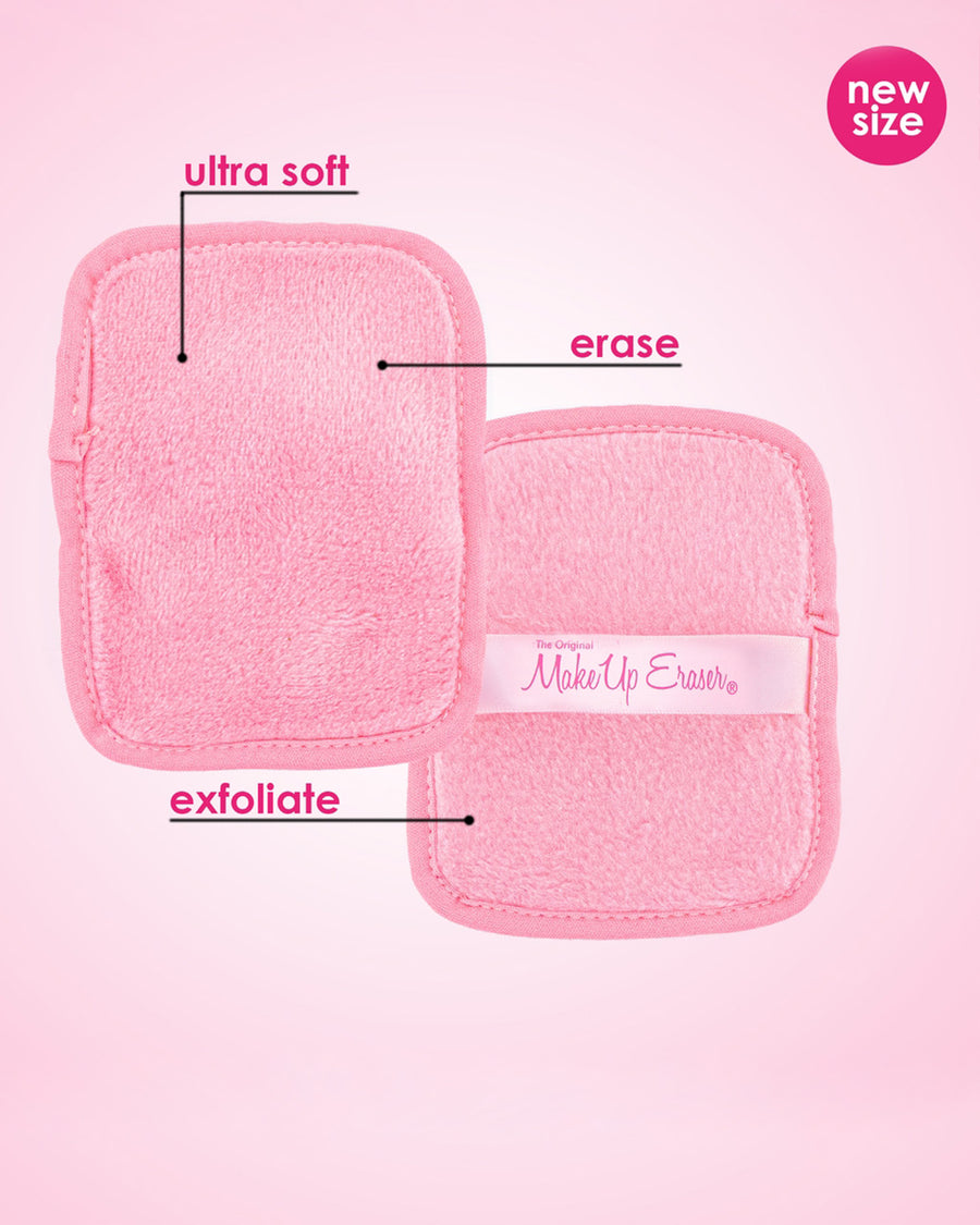 key benefits of the reusable makeup eraser cloth: ultra soft, erase, exfoliate, and new size!