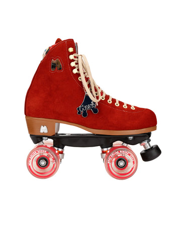 side view of moxi roller skates in poppy red