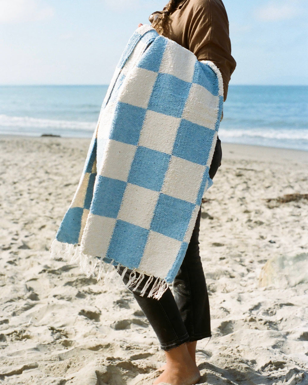 Natural Woven Checker Bando Bag
