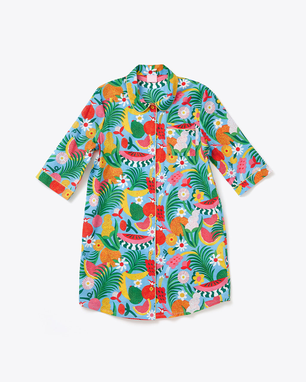 Ban.Do - 3/4 Sleeve Leisure Dress - Blue Tutti Frutti - Size S Ban.Do - 3/4 Sleeve Leisure Dress - Blue Tutti Frutti - Size S