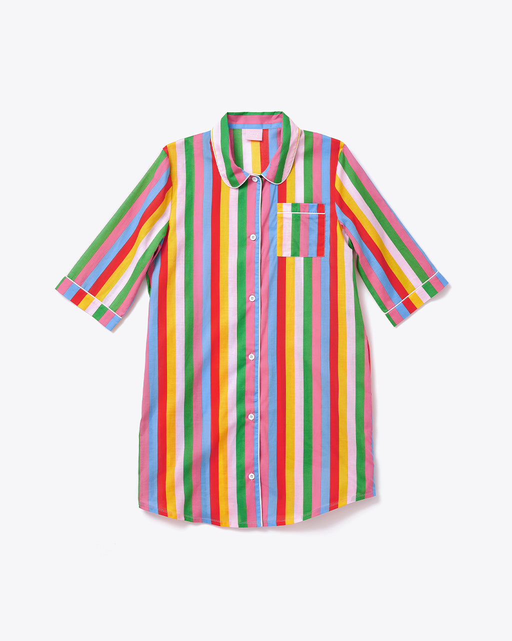 3/4 Sleeve Leisure Dress - Rainbow Stripes XS
