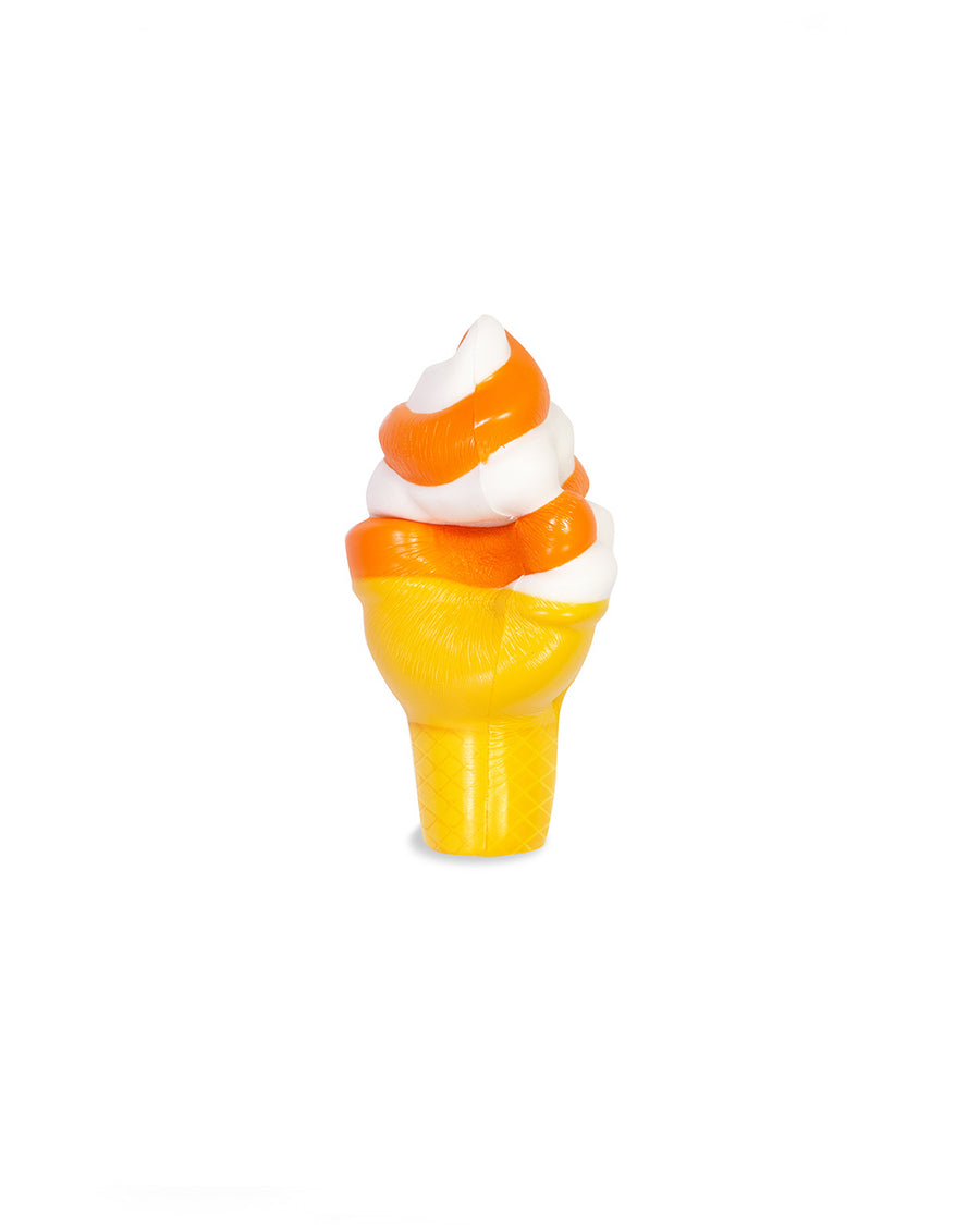 squished orange and white swirl creamsicle ice cream cone de-stress ball