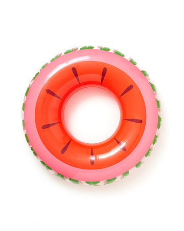 backside of abstract watermelon print pool innertube