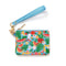 blue id case with multicolor abstract fruit print