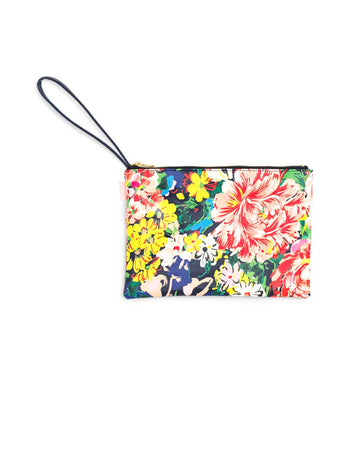 This Get It Together Wristlet Pouch comes in a colorful floral pattern.