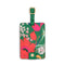 Emerald green luggage tag with floral pattern