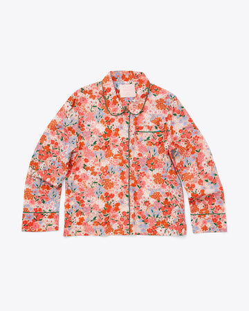 long sleeve leisure shirt with a bright floral pattern