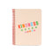 cream rough draft mini notebook with cream ground and multicolor 'kindness never hurts' across the center