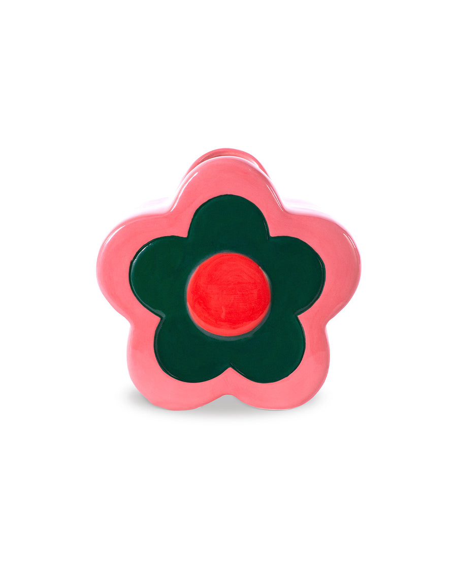 flower shaped petite vase with pink and green colors