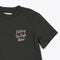 detailed image of black t-shirt with word graphic "Hitting The High Notes" in blush pink text.