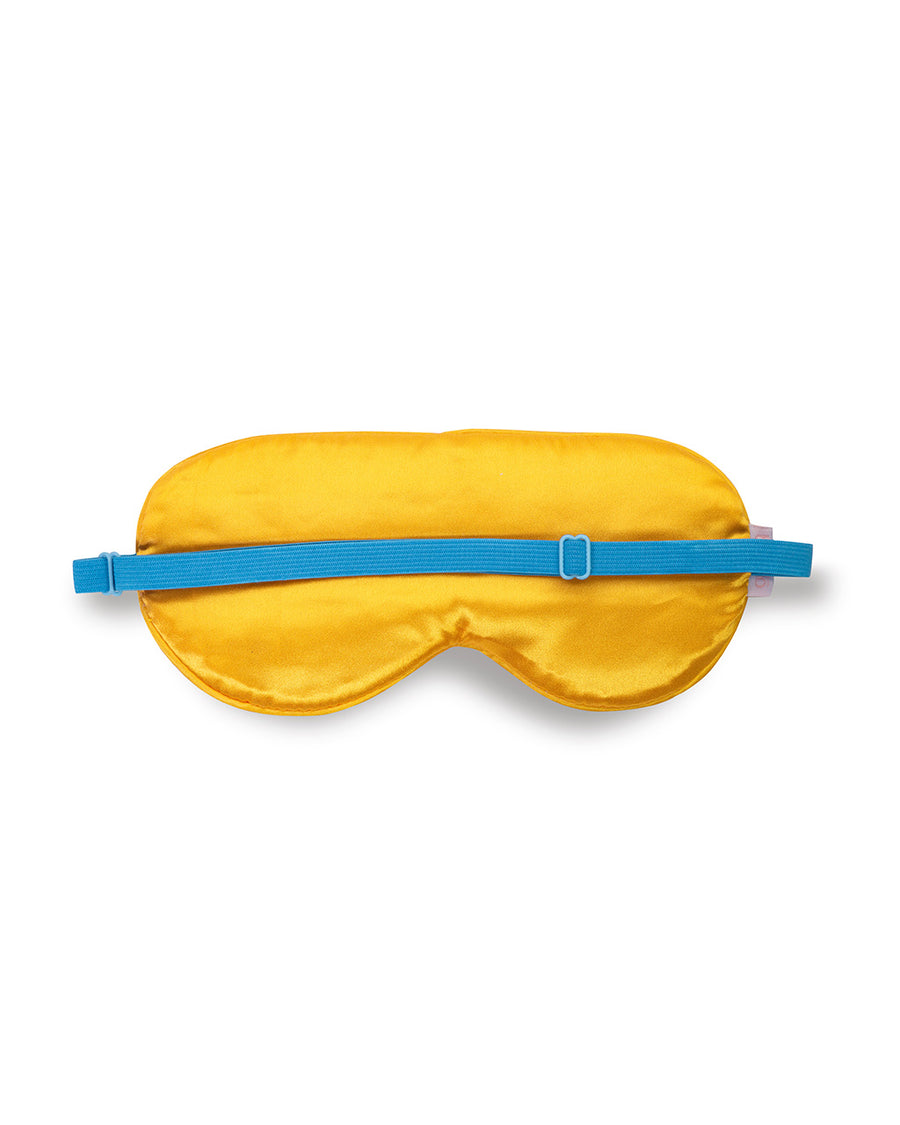 back of eye mask in yellow and blue band