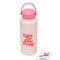 pink stainless steel water bottle with 'enjoy the little things' across the center and stickers to decorate your bottle