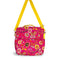 lunch bag with yellow detachable strap, and hot pink garden print