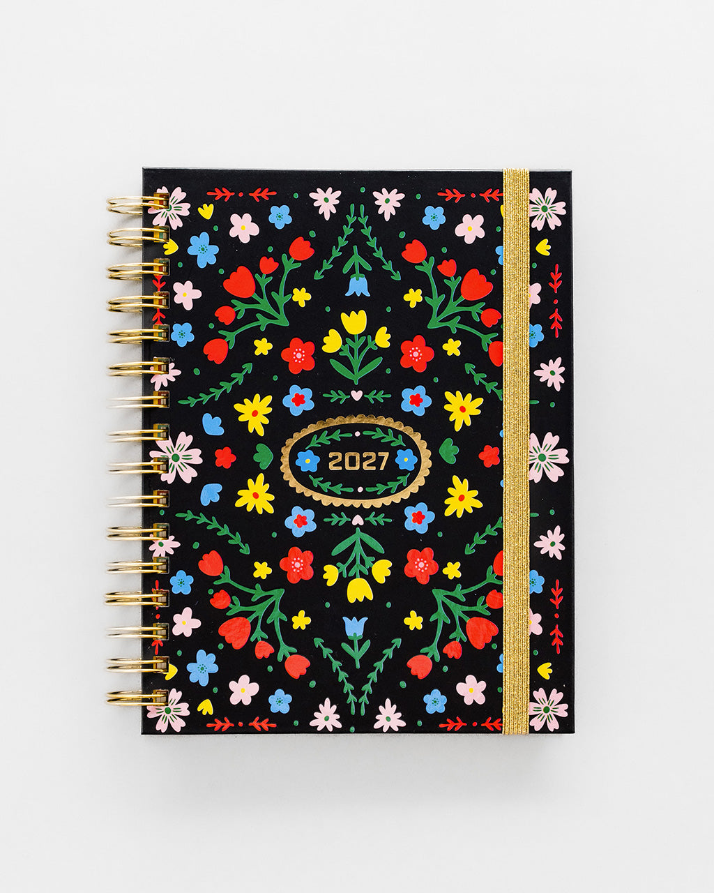 Medium 12-Month Annual Planner - Black Scandinavian Floral