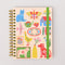 cream medium 17-month planner with colorful cat, butterfly, house, icons graphic