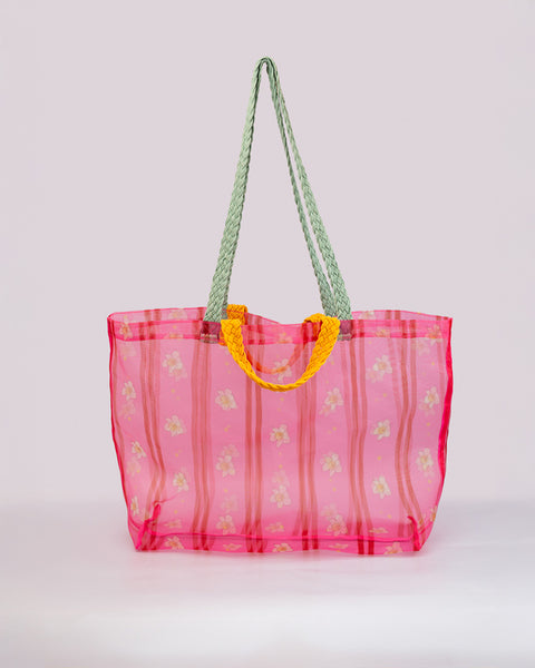 Floral Stripe Mesh Market Bag | Colorful Tote | ban.do
