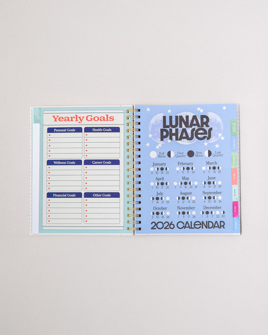 interior yearly goals and lunar phase pages