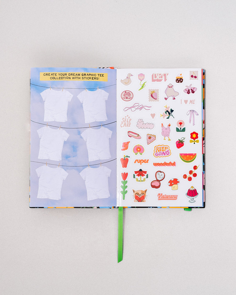 interior 'create your own tee' and sticker pages