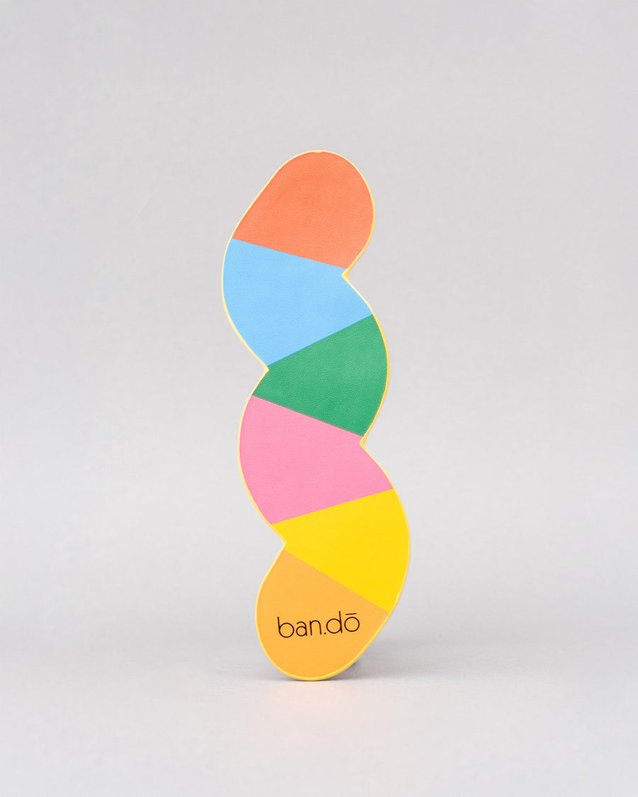 back view of colorful worm bookmark with 'bookmark' down the front