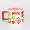 colorful gallery wall ceramic mug on a white ground