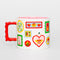 colorful gallery wall ceramic mug on a white ground