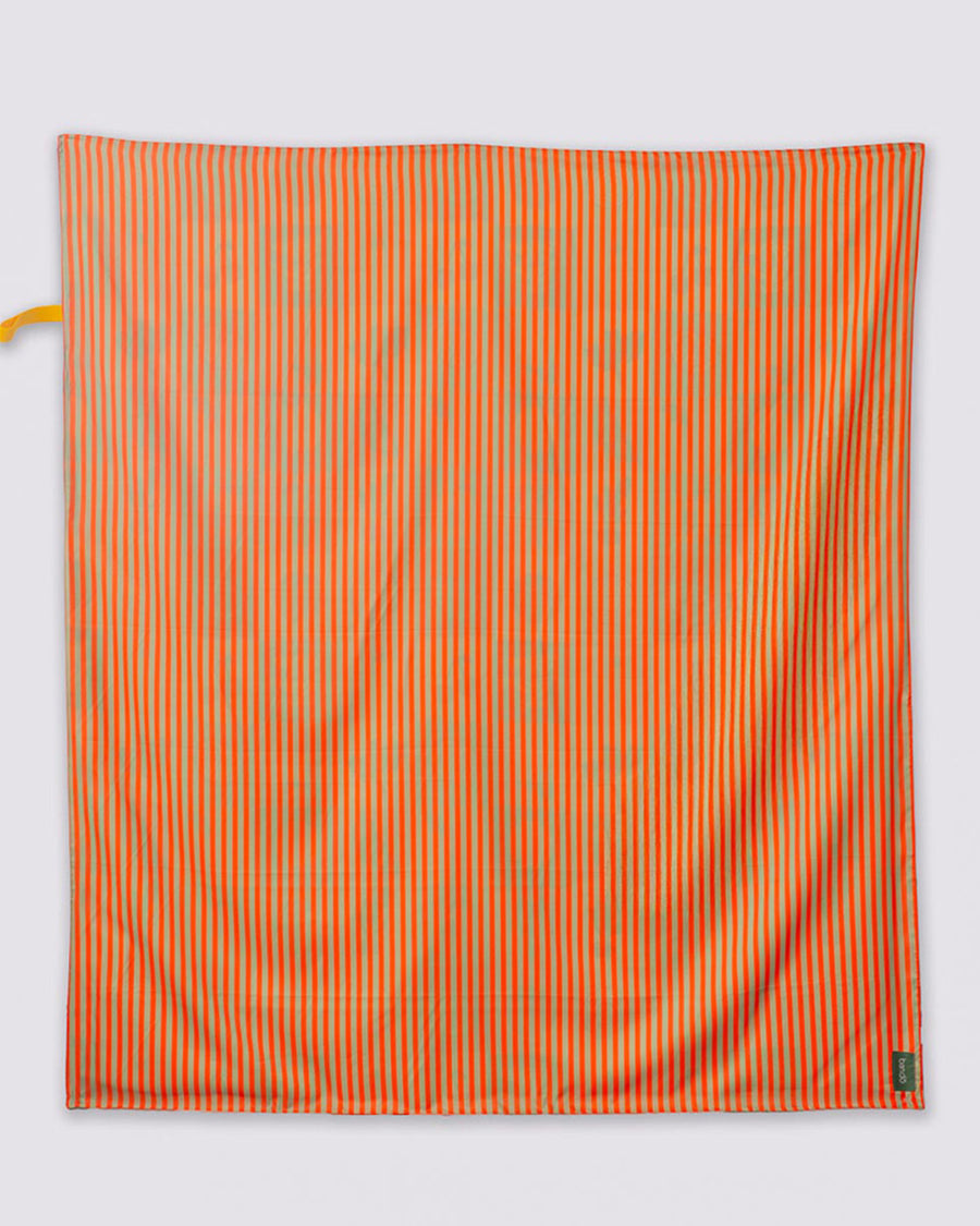 Back green and orange thing vertical stripe print of reversible colorful product printed picnic blanket